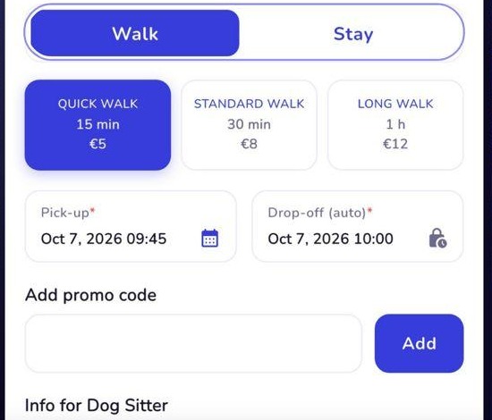 Book walks and stays
